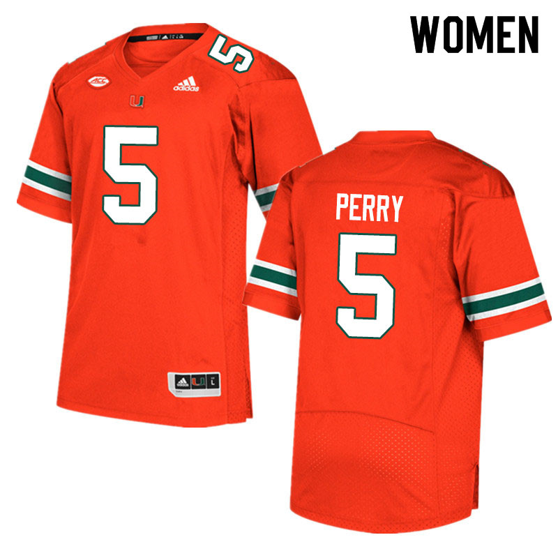 Adidas Miami Hurricanes Women #5 N'Kosi Perry College Football Jerseys Sale-Orange